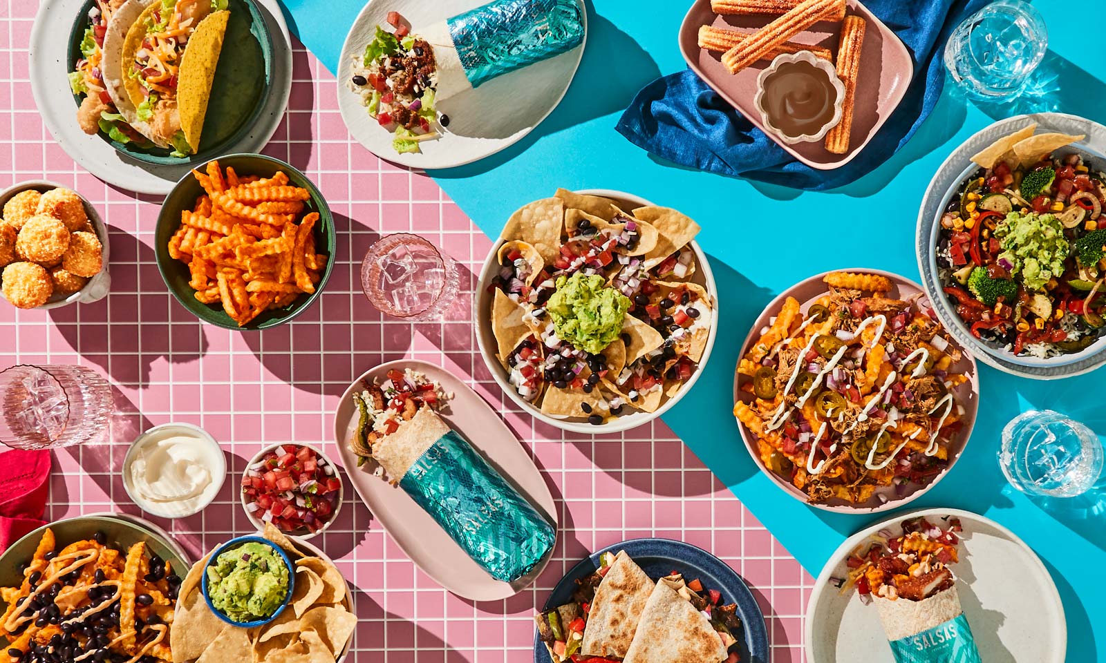 A colourful spread of Salsas menu dishes